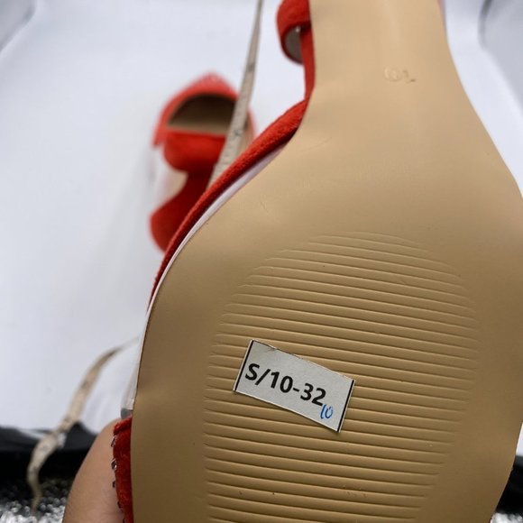 NUYG Pointed Toe Rhinestones Low Kitten Heel PVC Pumps - Picture 9 of 10